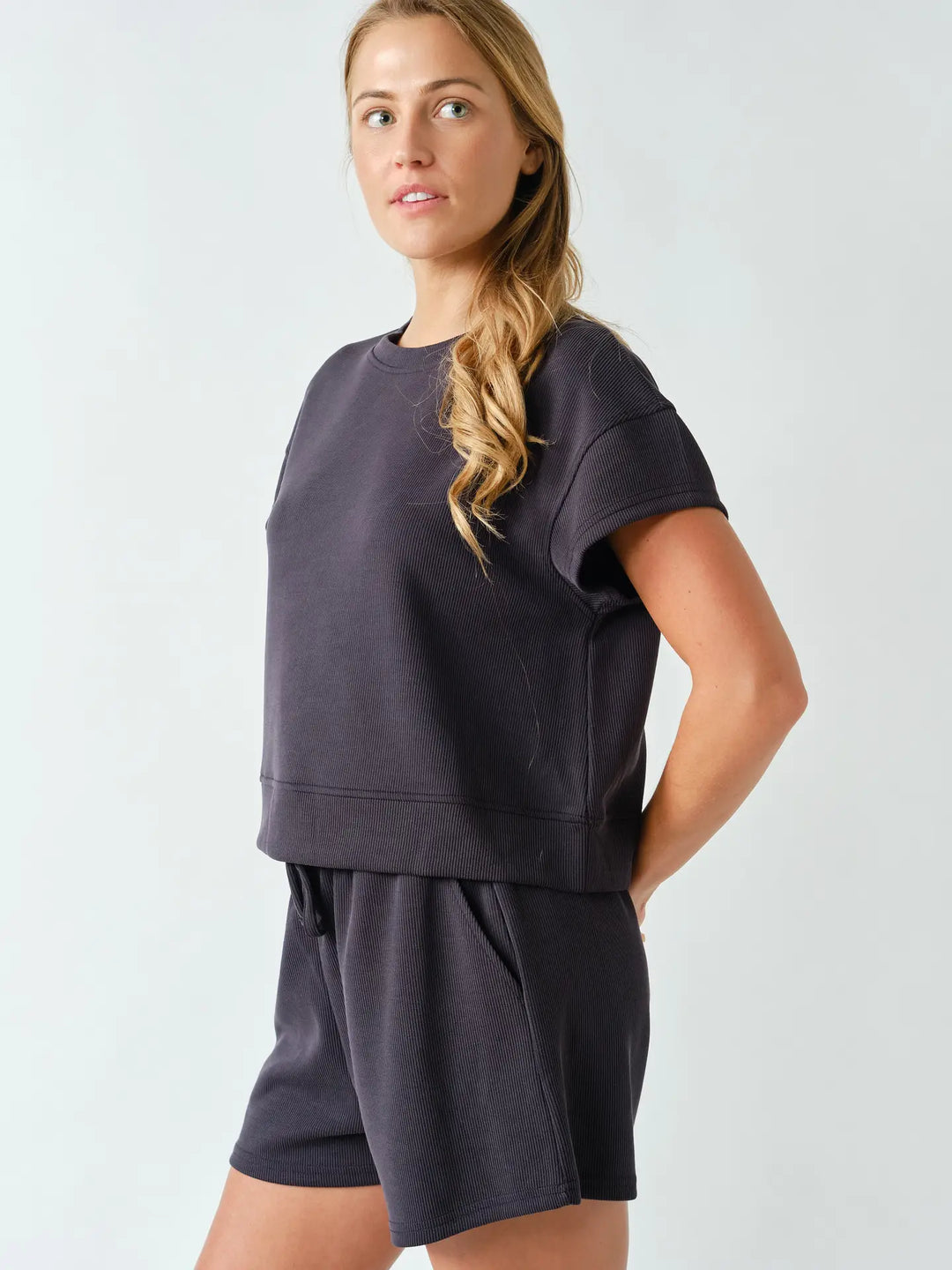 Luxe Sand Wash Rib Classic Tee Set