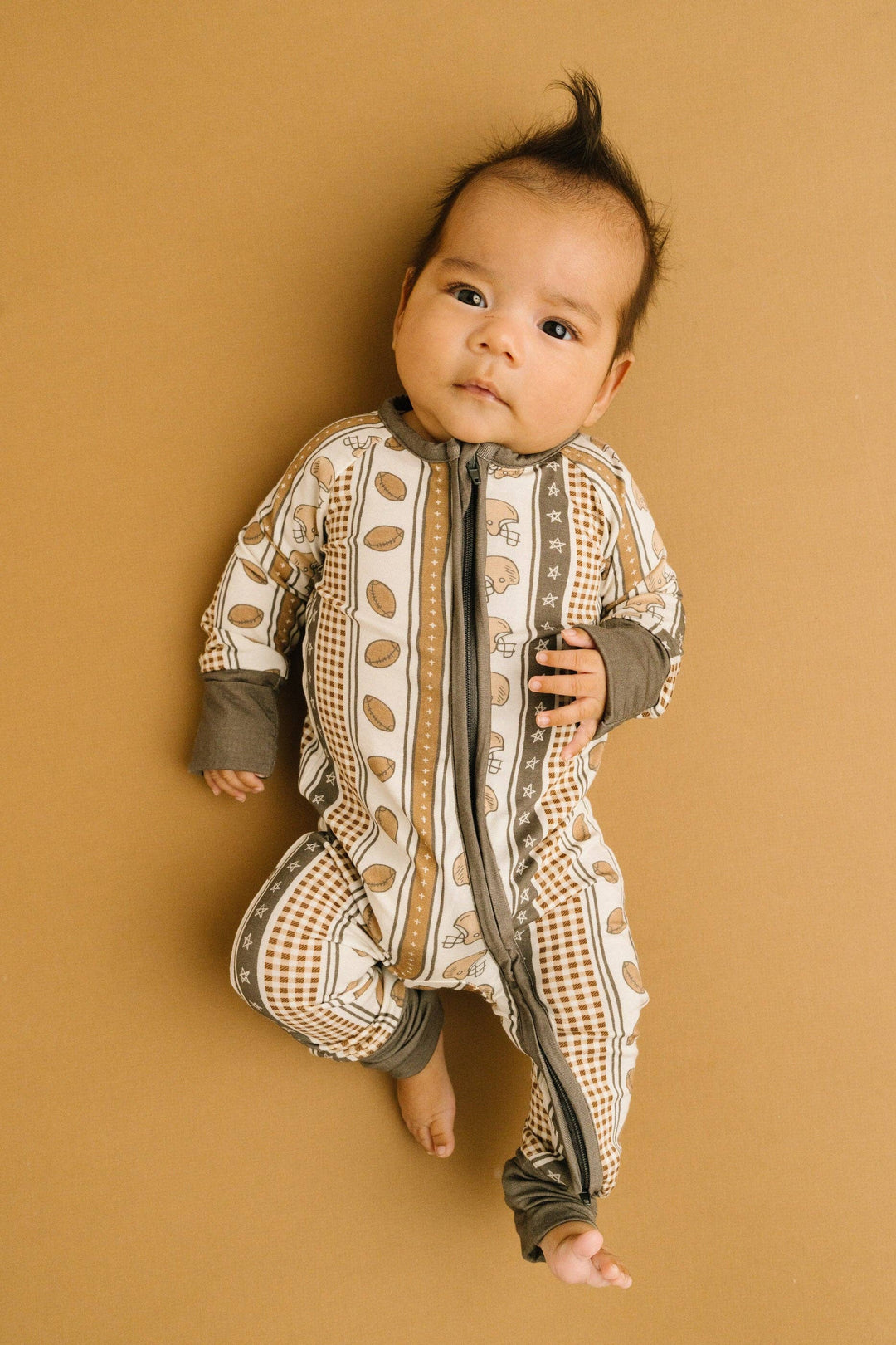 Touchdown Stripe Bamboo Football Baby Sleeper
