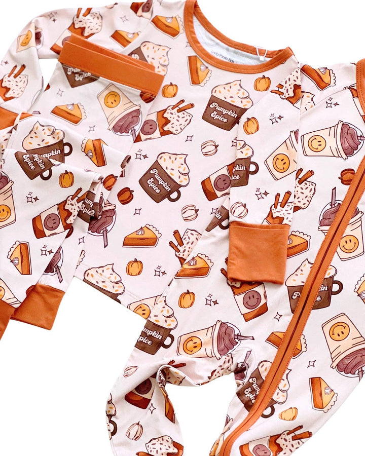 Pumpkin Spice Bamboo Baby Zip Romper | Fall Baby Outfit
