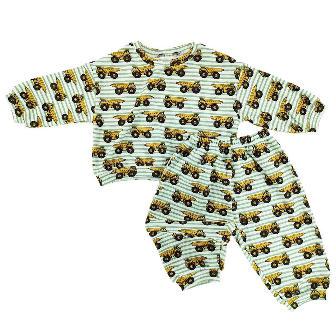 dump trucks sweatsuit cozy cotton sweatsuit set – baby & toddler lounge set