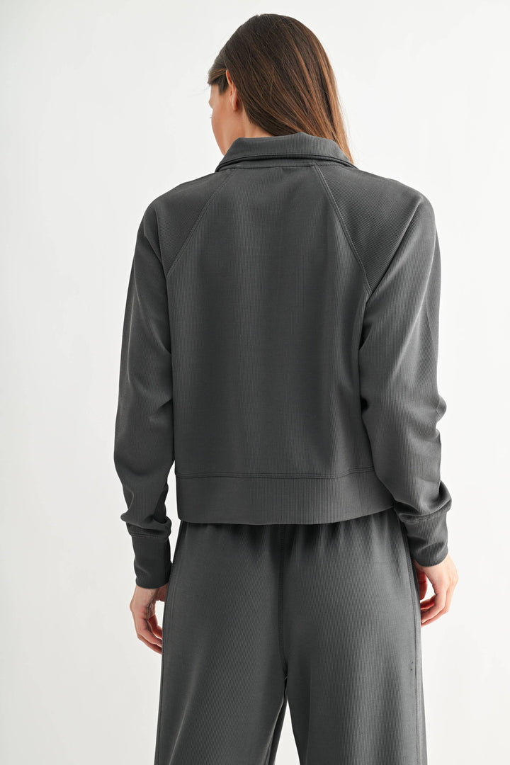 Luxe Sand Wash Rib 1/4 Zip Sweater