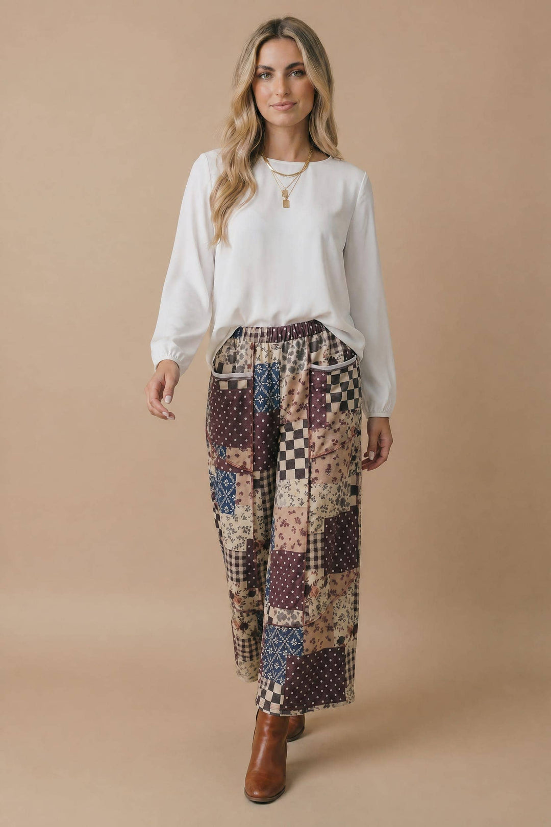 Vintage Patchwork Wide Leg Pants