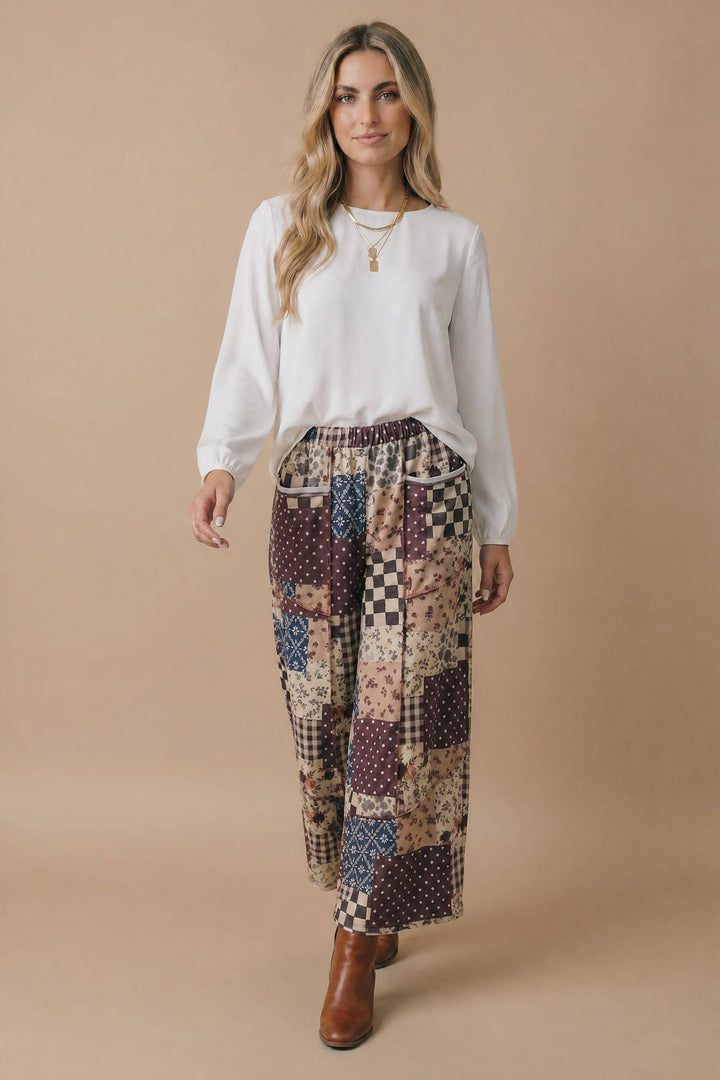 Vintage Patchwork Wide Leg Pants