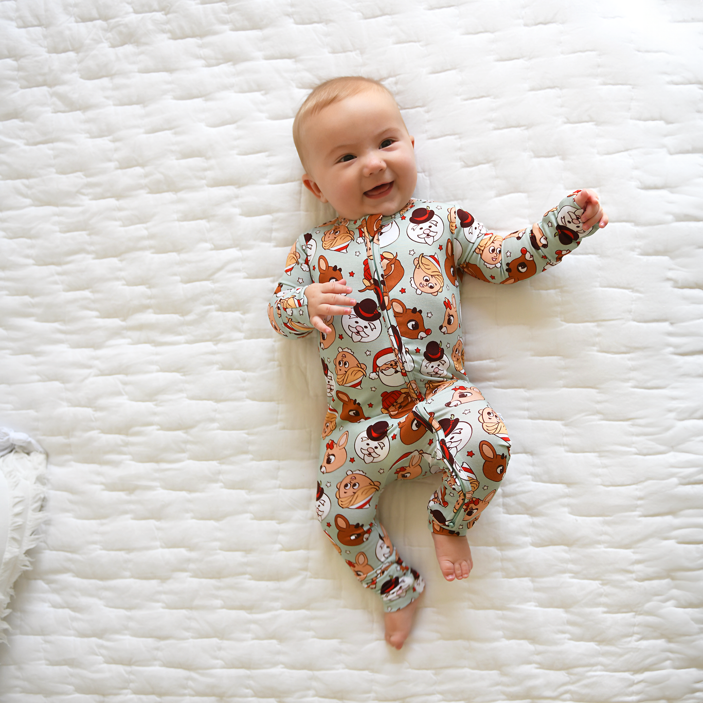 Rudolph ZIP Christmas Bamboo Baby One Piece Outfit