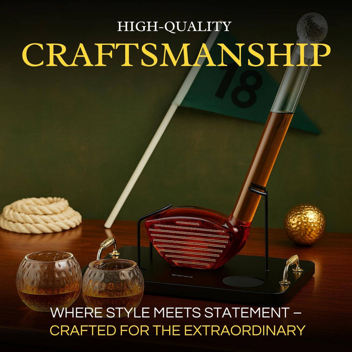Golf Stick Whiskey Decanter Set with Golf Ball Glasses – Unique Golf Gift for Men