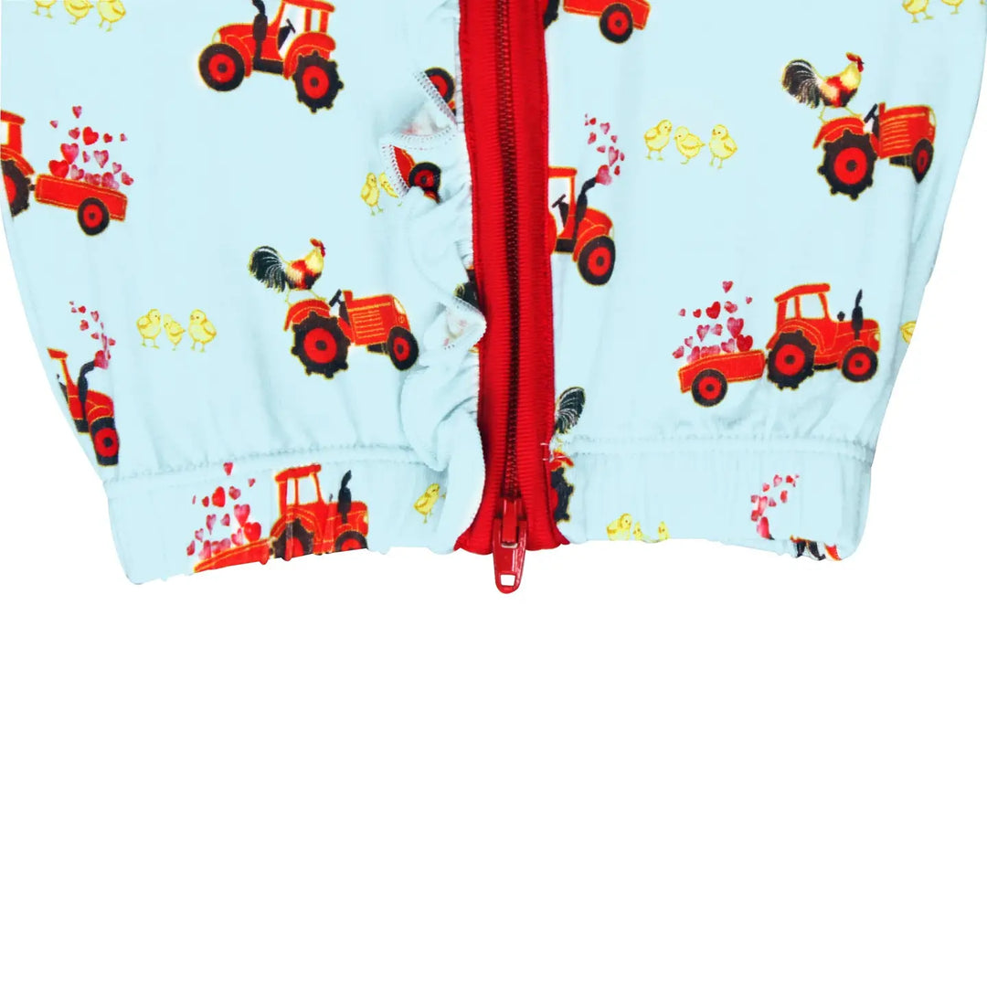 Farm Friends w/ Red Tractors Ruffle Newborn Gown &amp; Knot Hat