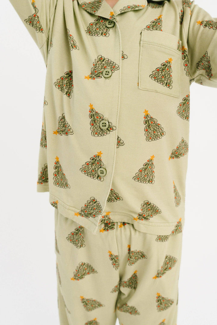 Magical Trees Bamboo Button Up Kids Pajama Set