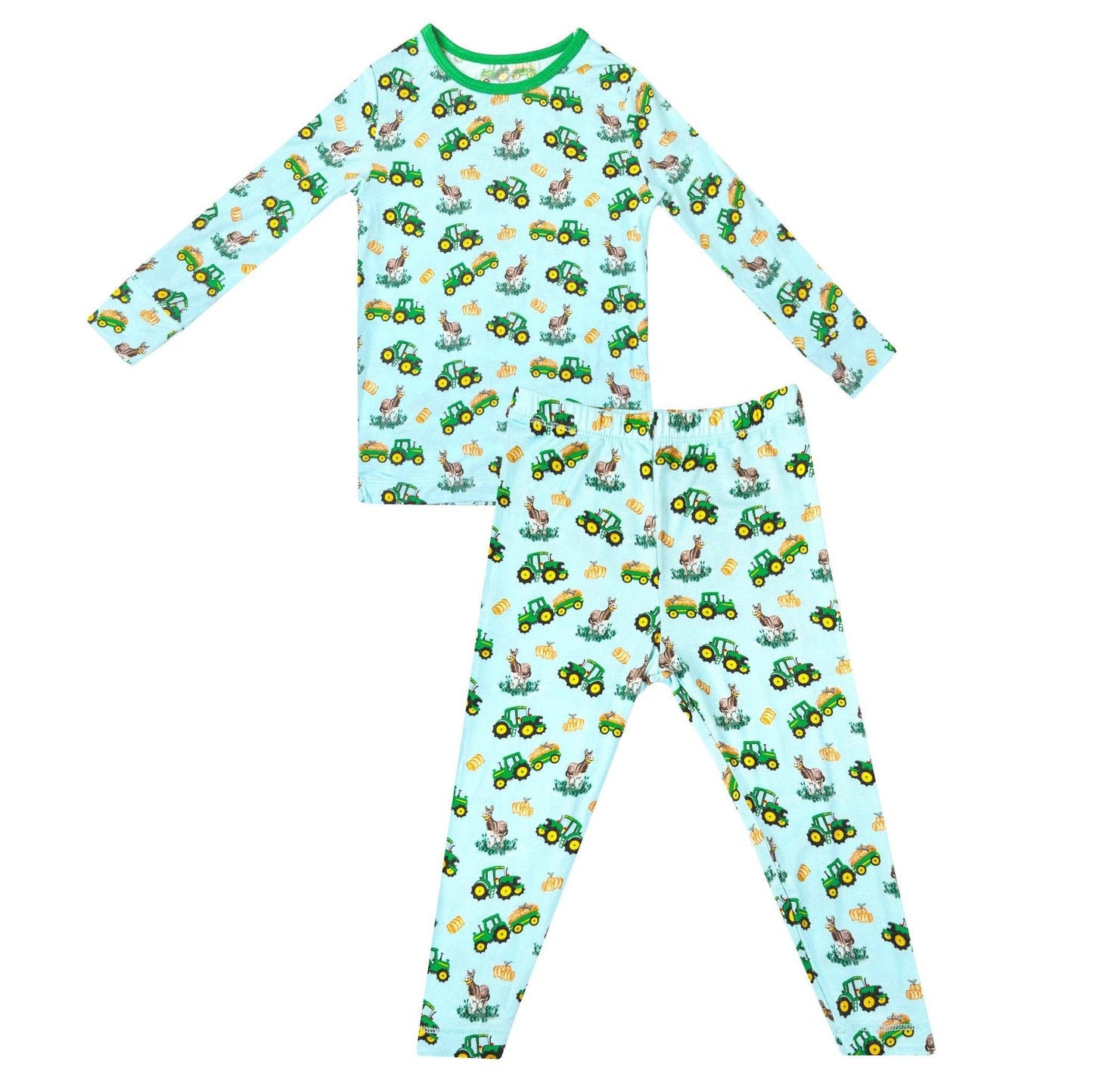 Free Birdees Green Tractors Long Sleeve Pajama Set