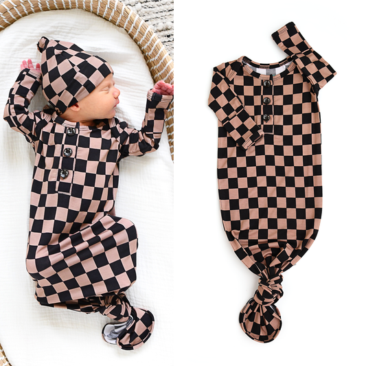 Bentley GOWN Bamboo Checks Baby Newborn Clothing Outfit