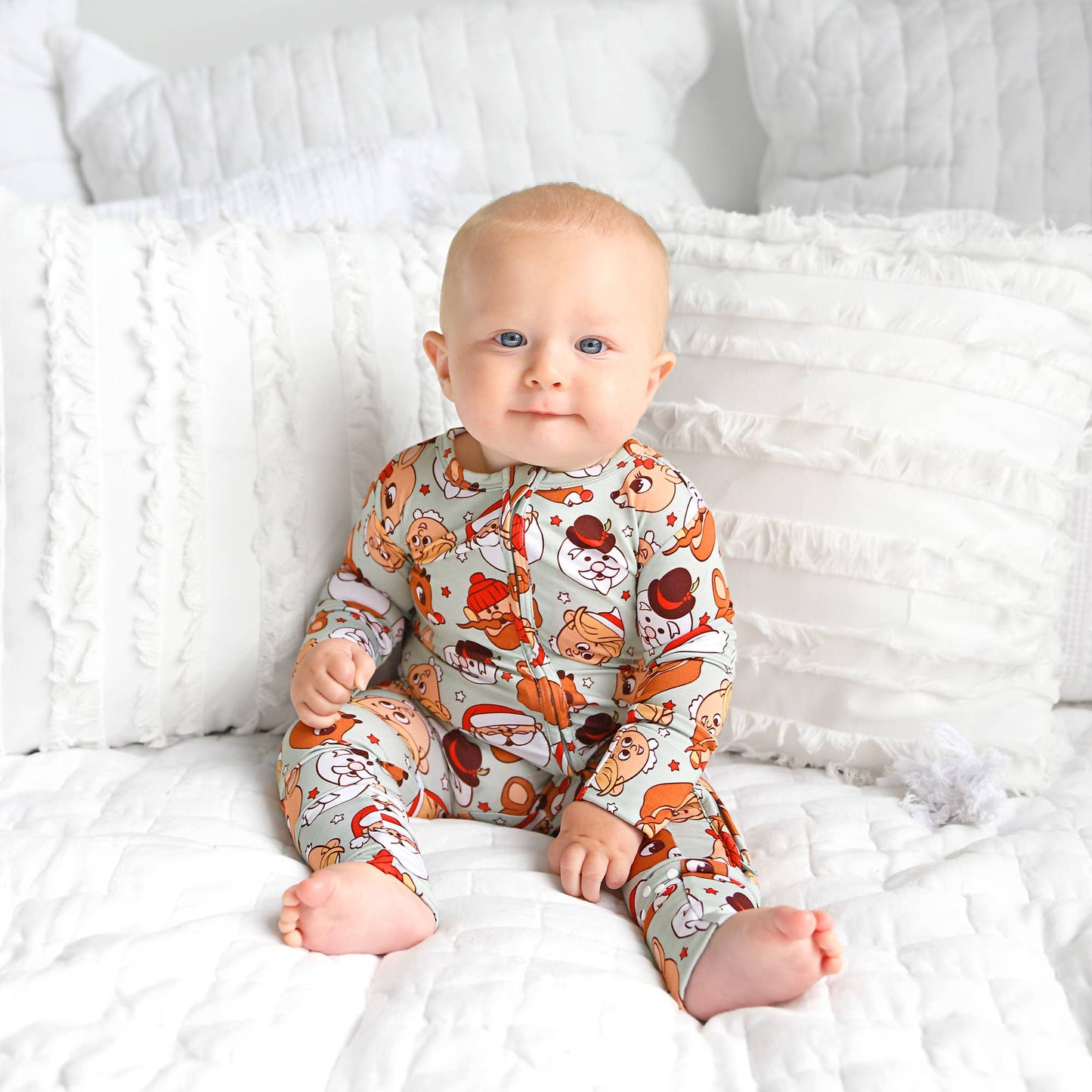 Rudolph ZIP Christmas Bamboo Baby One Piece Outfit