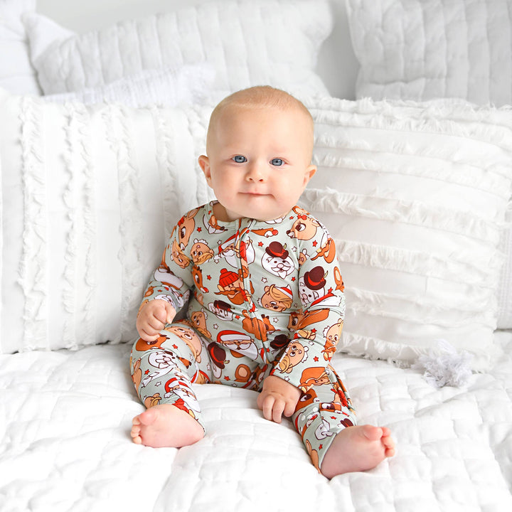 Rudolph ZIP Christmas Bamboo Baby One Piece Outfit