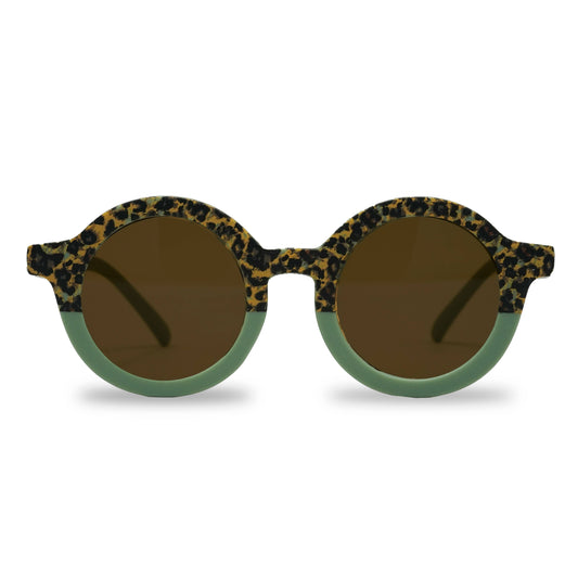 Kids Sunglasses - Leopard Green (Round)