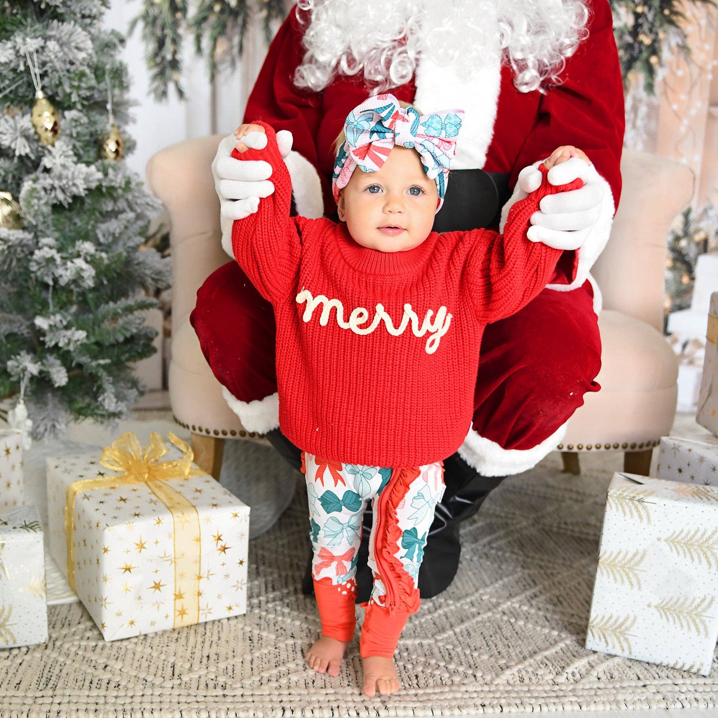 Belle Bows RUFFLE ZIP Christmas Bamboo Baby One Piece Outfit