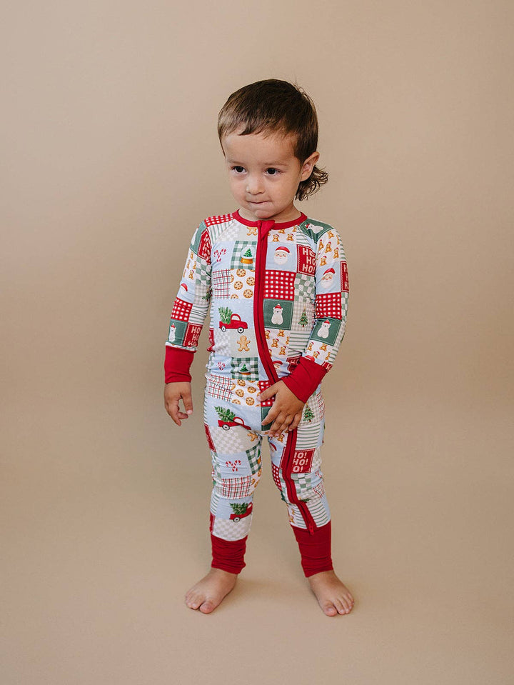 Christmas Patchwork Bamboo Baby Zip Romper