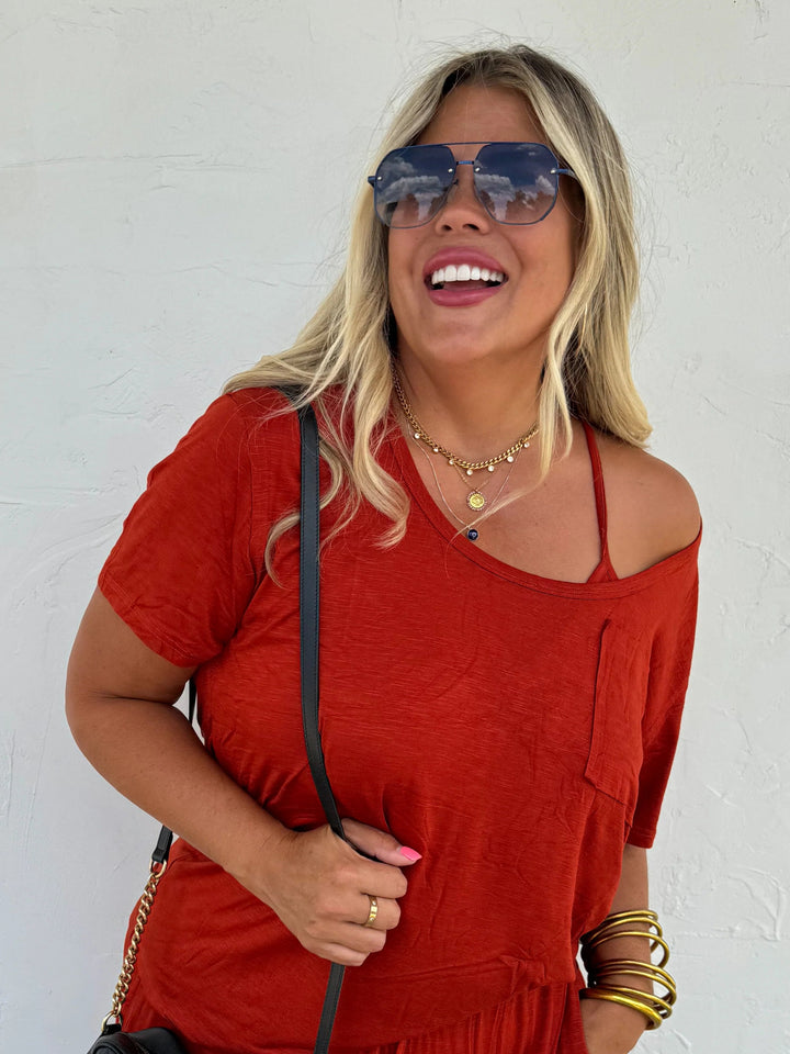 RILEY BOYFRIEND PATCH POCKET TEE