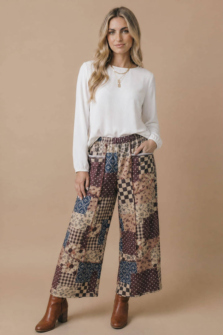 Vintage Patchwork Wide Leg Pants