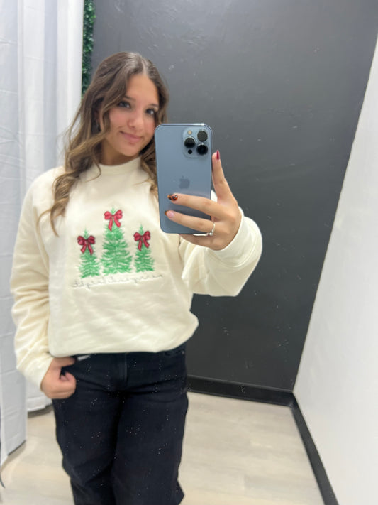 Merry Moments Embroidery Sweatshirt