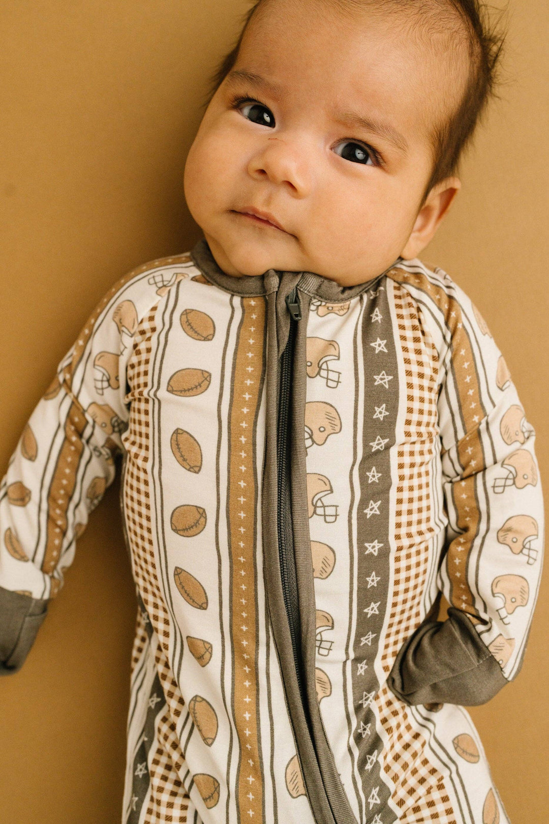 Touchdown Stripe Bamboo Football Baby Sleeper