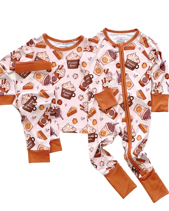 Pumpkin Spice Bamboo Baby Zip Romper | Fall Baby Outfit
