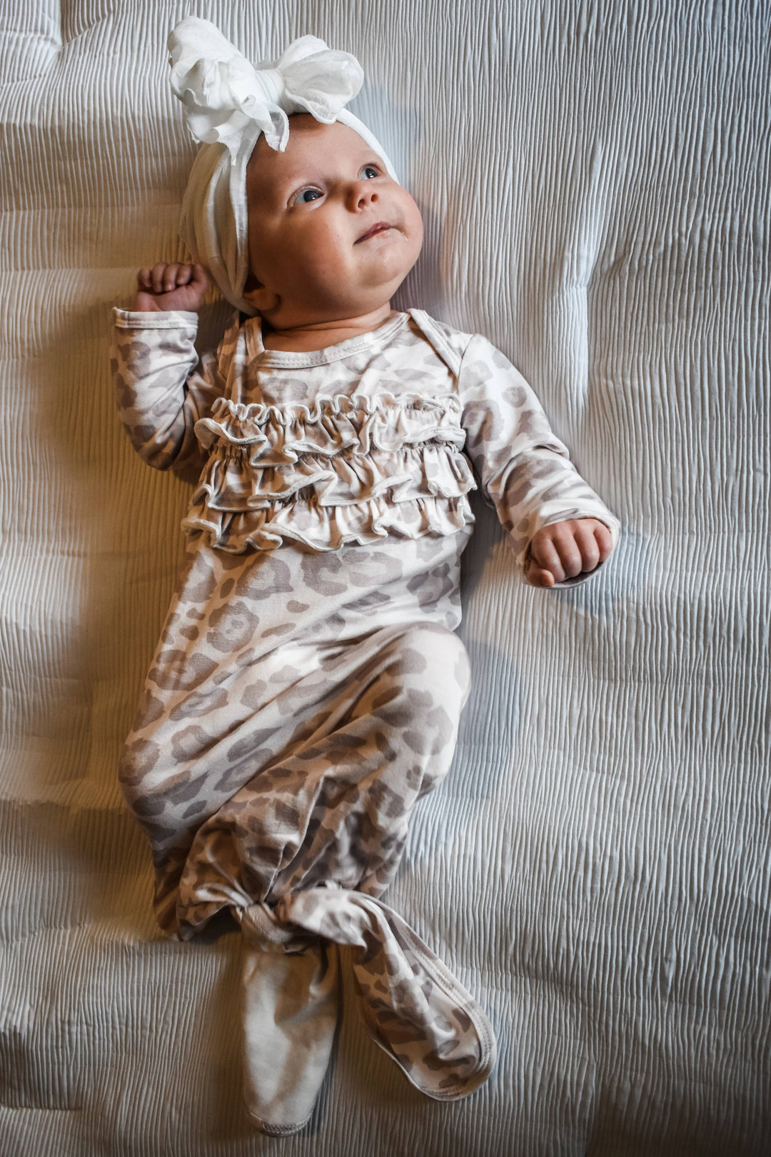 Natural Leopard | Ruffle Knot Gown