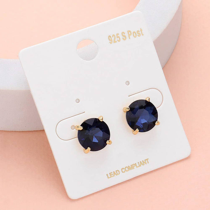 Round Stone Cushion Stud Earrings