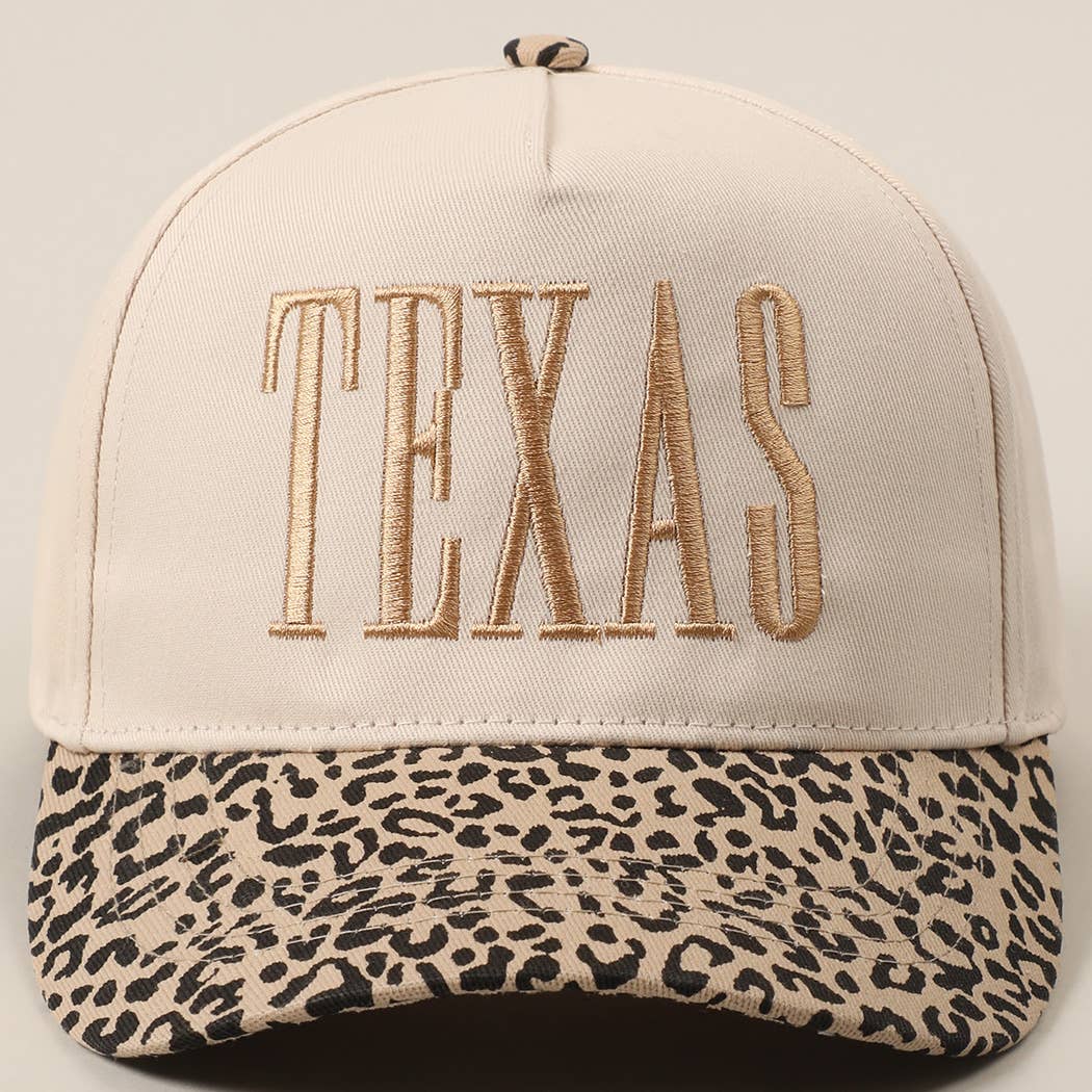 TEXAS Embroidery Leopard Two-Tone Trucker Hat
