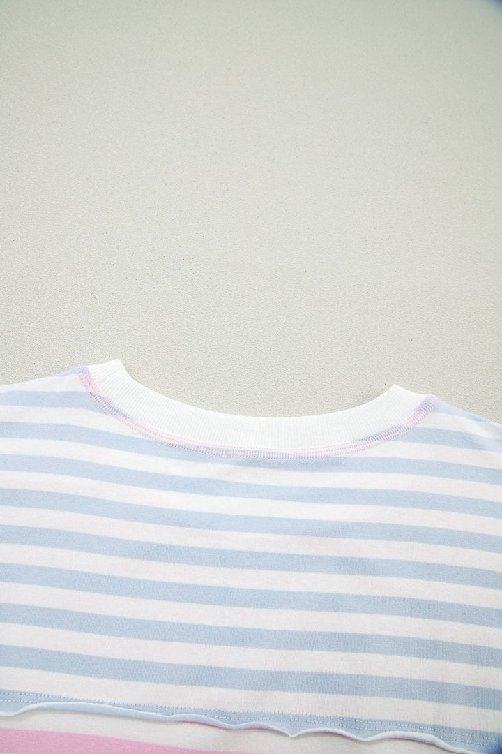 Striped Oversized T Shirt Colorblock Casual Loose Top