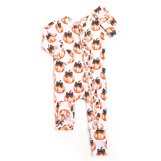Lilith Pumpkin RUFFLE ZIP Halloween Bamboo Pumpkin Sleepies Little