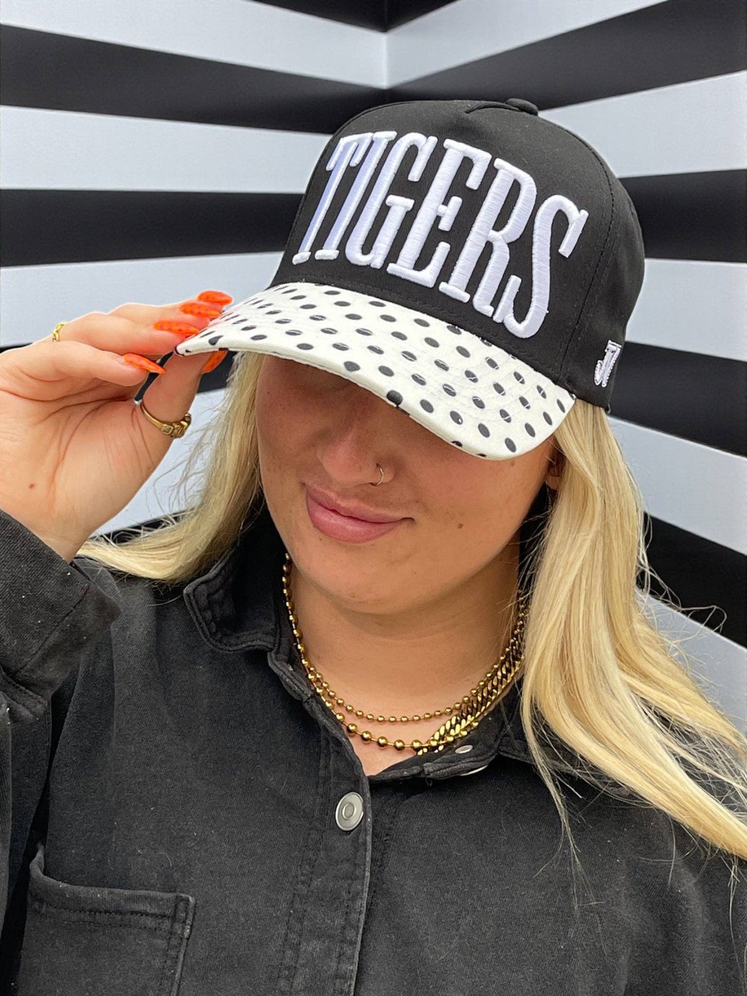 Tigers Black and White Polka Dot Cap