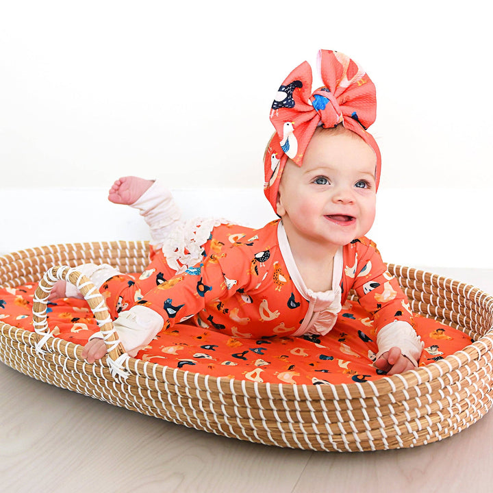 Penny RUFFLE ZIP Bamboo One Piece Chickens Baby Outfit