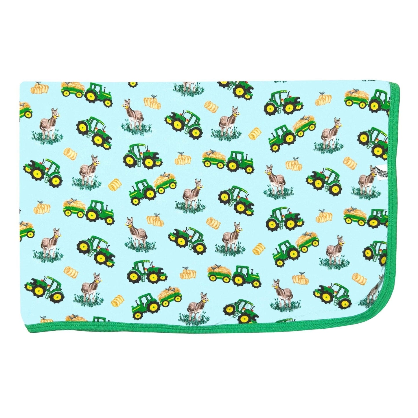 Free Birdees Green Tractors Swaddling Blanket