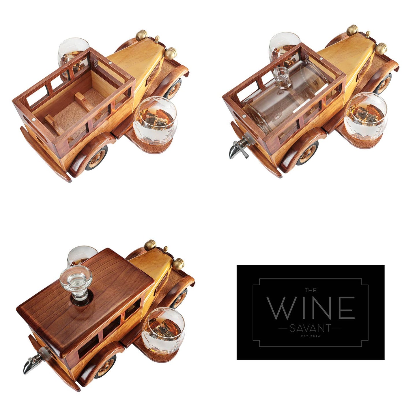 Wine Savant Vintage Car Whiskey Decanter Set – Classic Car Barware Gift