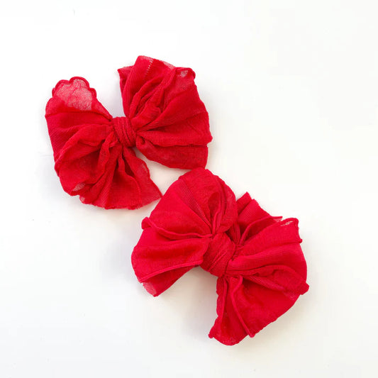 Ruffle Bow Clip Set