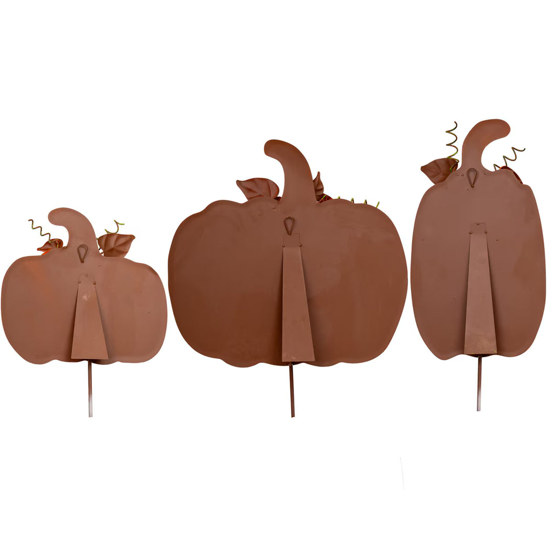 Round Top Collection Medium Ribbon Pumpkins – Orange Set of 3