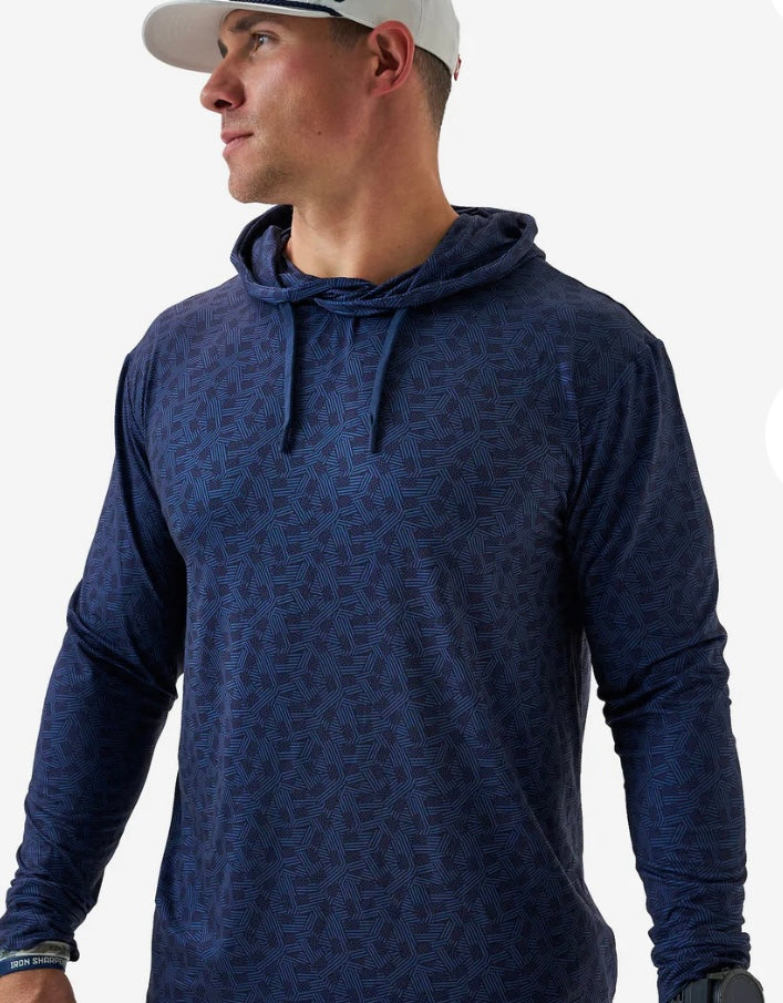 Burlebo Performance Hoodie Navy Stars &amp; Stripes | Lightweight Athletic Hoodie for Men