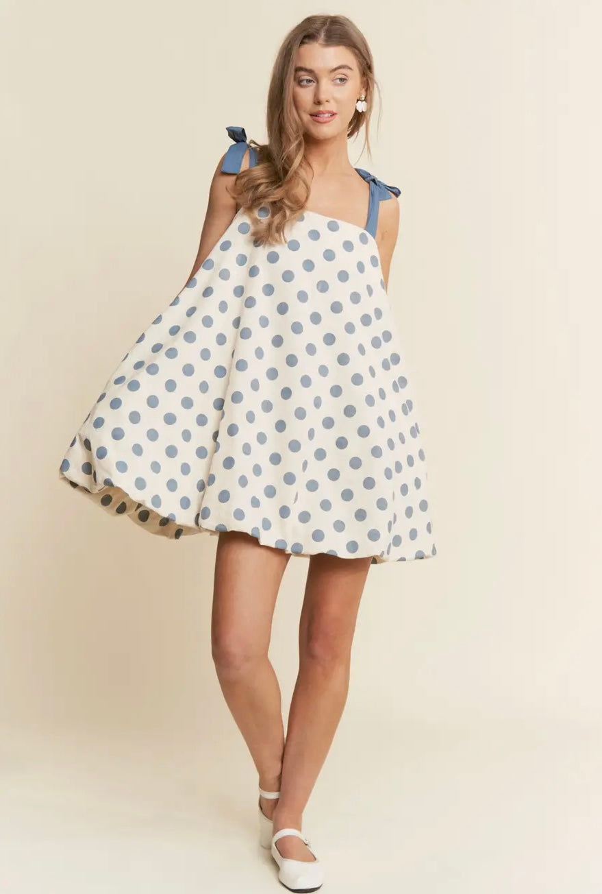 Polka Dot Tie Strap Swing Dress