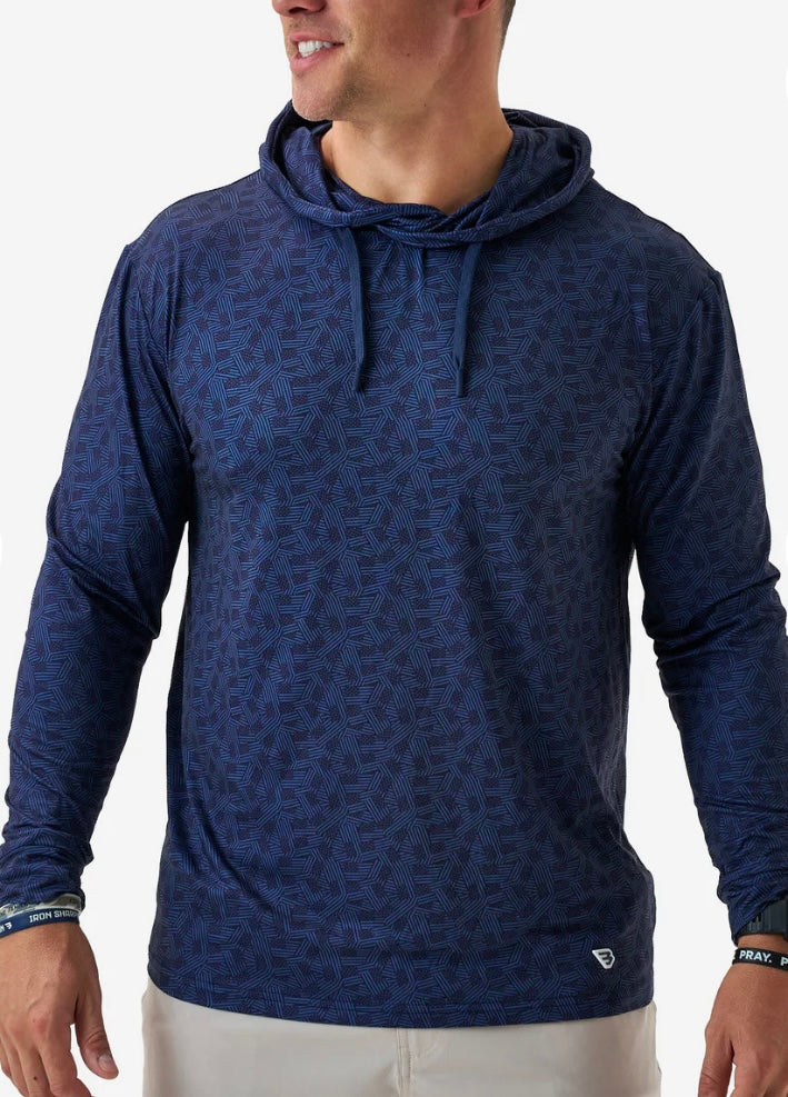 Burlebo Performance Hoodie Navy Stars &amp; Stripes | Lightweight Athletic Hoodie for Men
