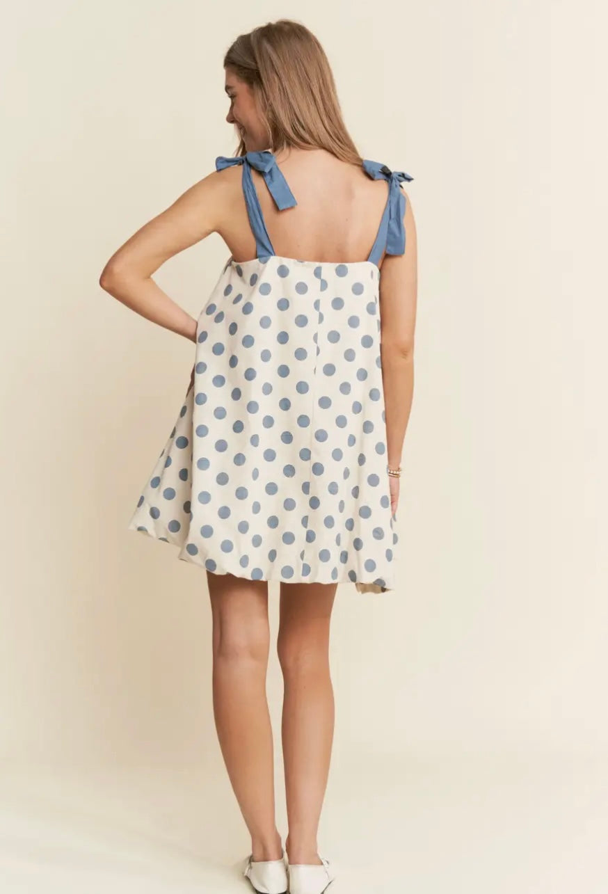 Polka Dot Tie Strap Swing Dress