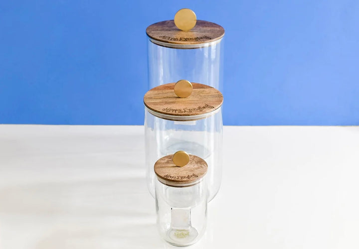 Happy Everything! Medium Wooden Lid Glass Jar
