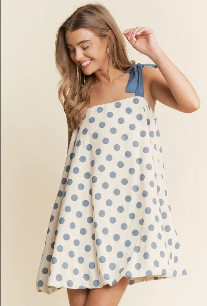 Polka Dot Tie Strap Swing Dress