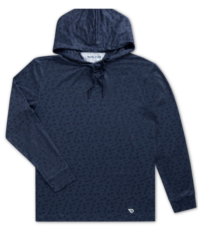 Burlebo Performance Hoodie Navy Stars &amp; Stripes | Lightweight Athletic Hoodie for Men