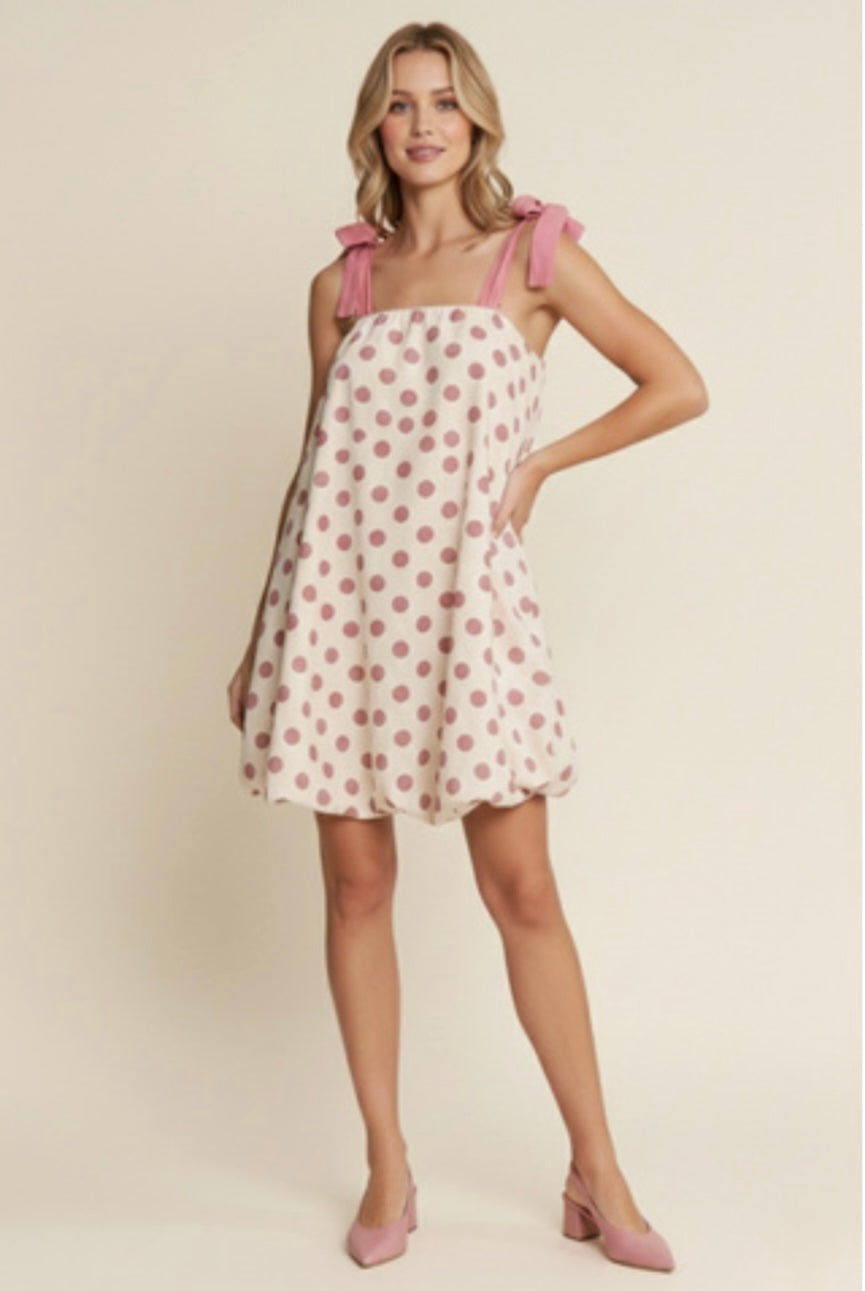Polka Dot Tie Strap Swing Dress