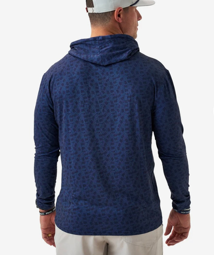 Burlebo Performance Hoodie Navy Stars &amp; Stripes | Lightweight Athletic Hoodie for Men