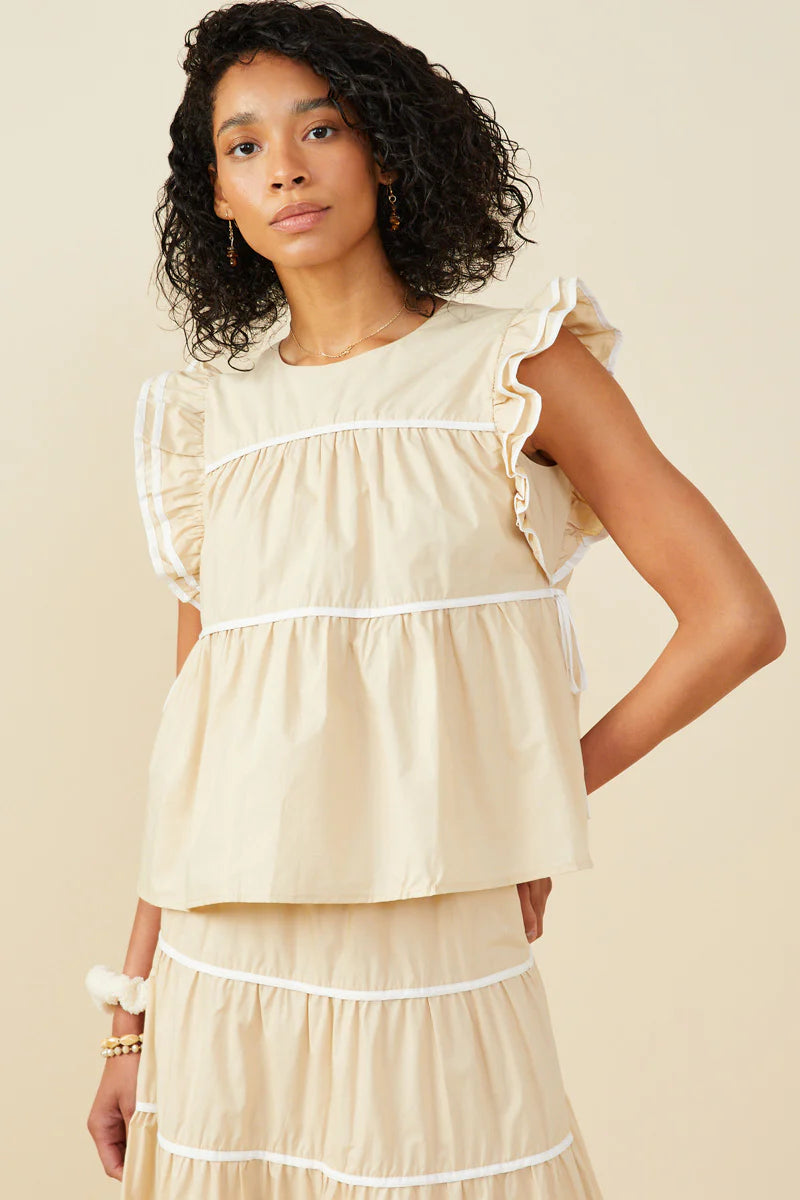 Ruffle Sleeve Cream Top