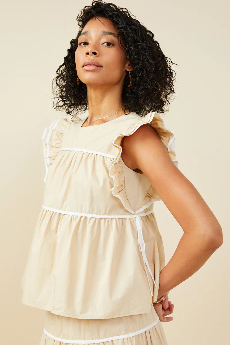 Ruffle Sleeve Cream Top