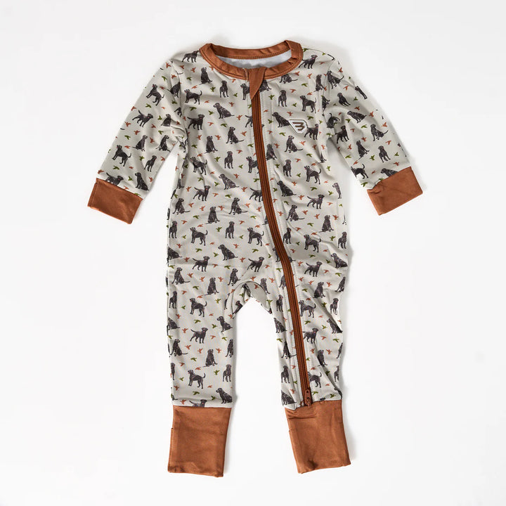 Burlebo Baby Zip Footie Ducks &amp; Dogs| Soft Performance Infant One-Piece Pajamas