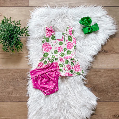 Pink Floral Bummie Set