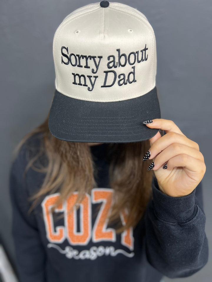 Sorry About My Dad Canvas Hat | Black Brim &amp; Embroidery