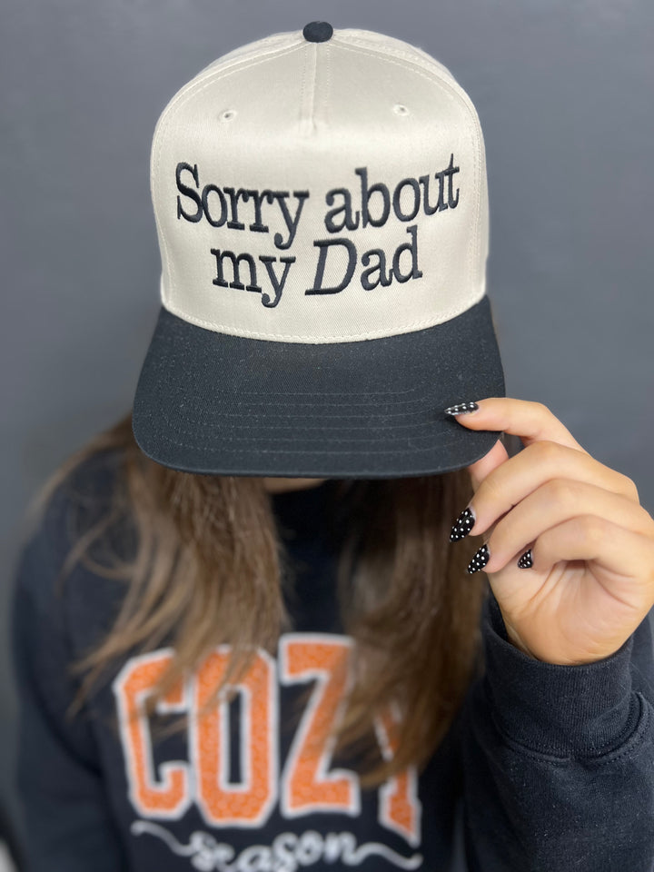 Sorry About My Dad Canvas Hat | Black Brim &amp; Embroidery