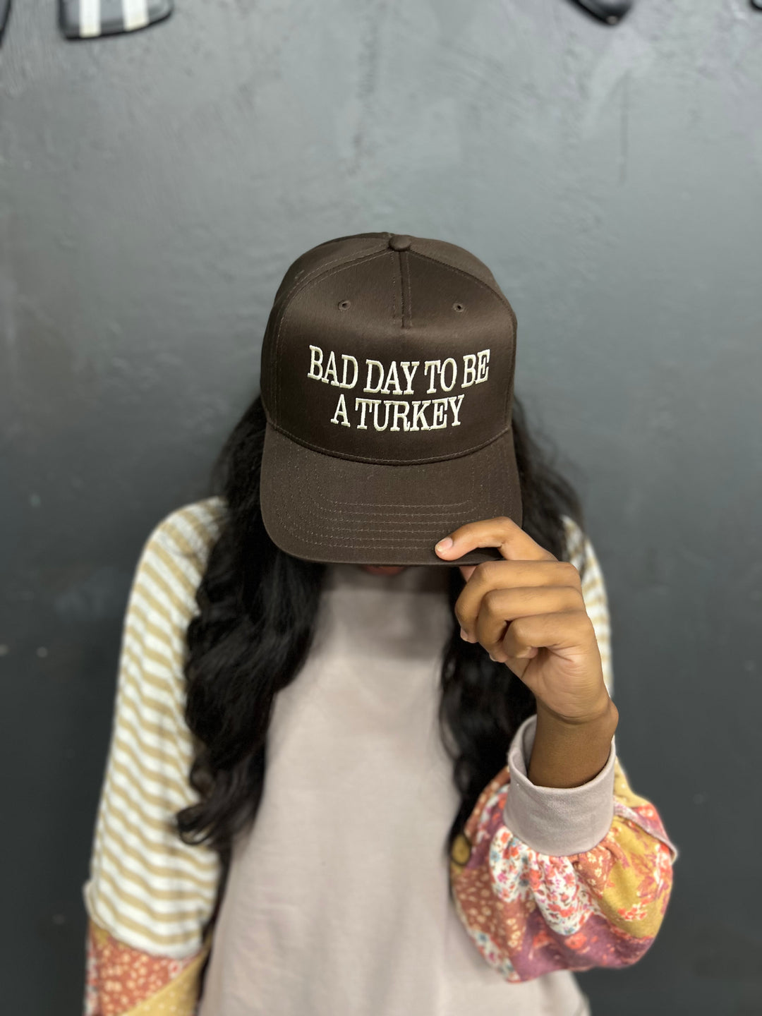 Bad Day to Be a Turkey Embroidered Hat | Brown Canvas
